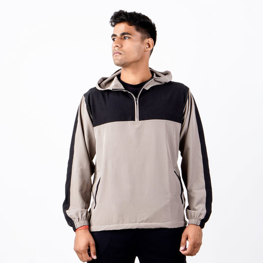 Windcheater hoodie ( brown/black )