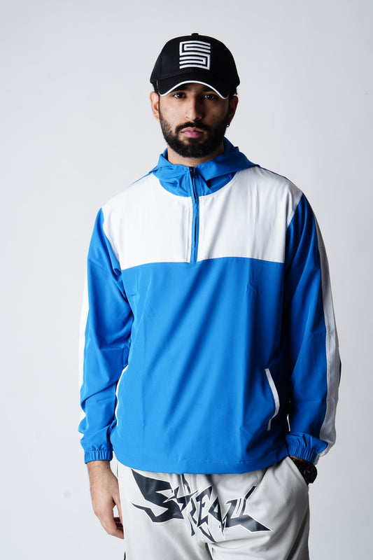 Windcheater hoodie ( white/blue )